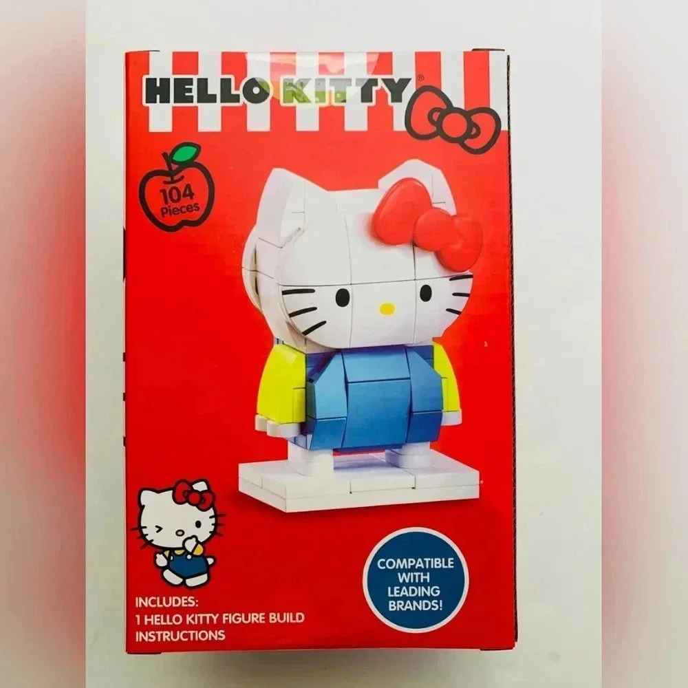 White blue red Hello Kitty block figure build set toys with instructions